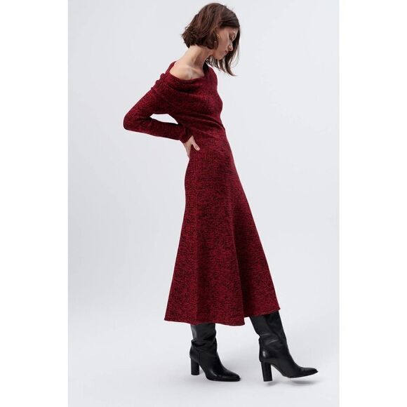 ZARA KNIT DRESS WITH RUCHED SHOULDER - Picture 7 of 11